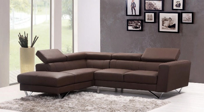 FurniWorld premium wholesale L-shaped leather sofa in modern living room