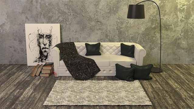 FurniWorld elegant white sofa with modern decor in artistic living room