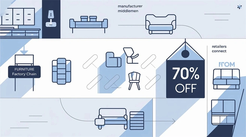 Infographic showing cost savings in Furniture Factory Outlet World’s streamlined supply chain