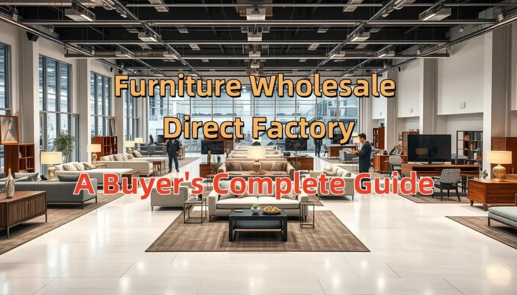 Professional furniture showroom displaying factory direct wholesale furniture with manufacturing facility visible