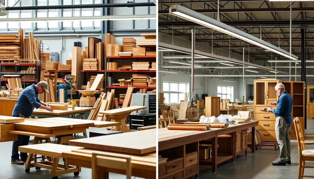 American furniture manufacturing process showcasing craftsmanship and quality control