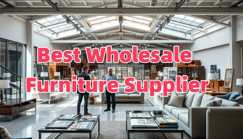 Professional wholesale furniture showroom featuring business meeting and warehouse operations