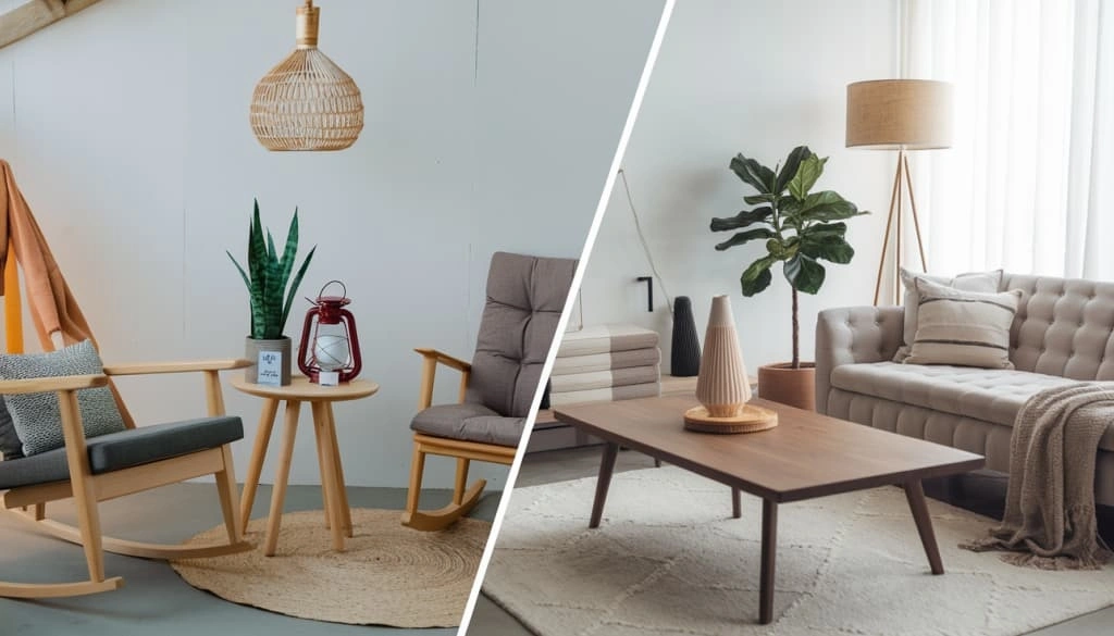 Comparison of budget and mid-range furniture options in retail settings