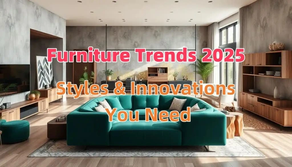 Contemporary living space featuring 2025's furniture trends: sustainable materials, smart technology, and organic designs